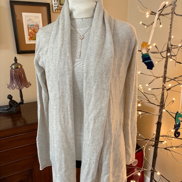 CLUB MONACO FOG-GRAY 100% CASHMERE OVERSIZED CARDIGAN – QUIET LUXURY ESSENTIAL- - Picture 1 of 7